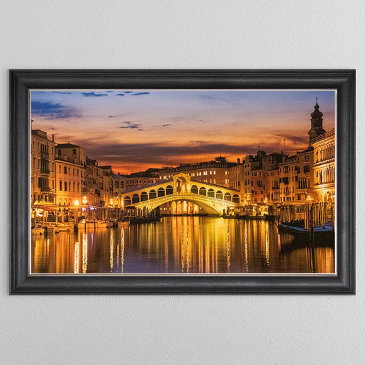 Rialto Bridge - Venice with Gold Foil Framed Wall Art