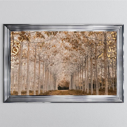 White & Gold Autumnal Path with Gold Foil Framed Wall Art