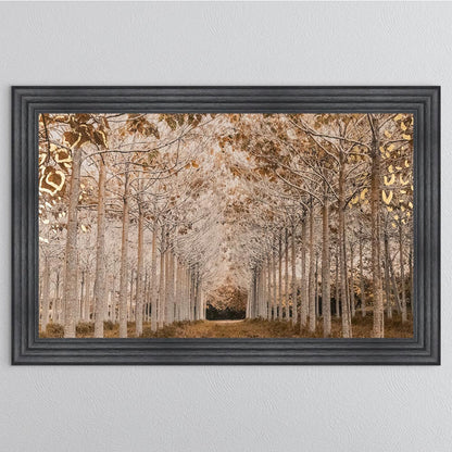 White & Gold Autumnal Path with Gold Foil Framed Wall Art