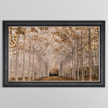 White & Gold Autumnal Path with Gold Foil Framed Wall Art