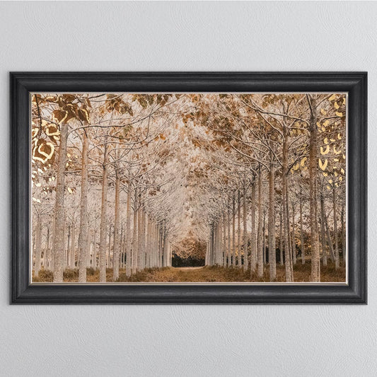 White & Gold Autumnal Path with Gold Foil Framed Wall Art