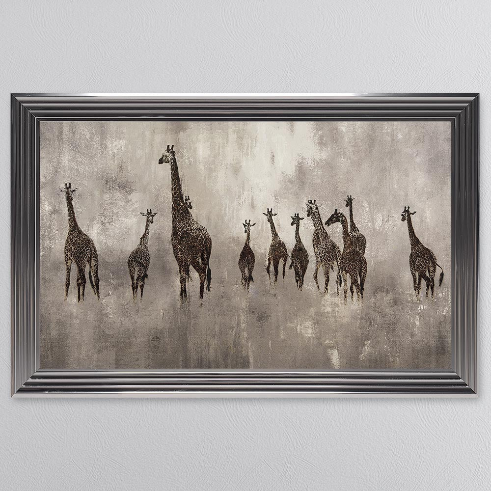 Giraffes On The Move Framed Wall Art
