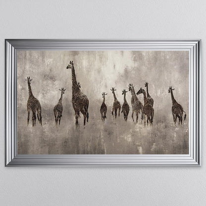 Giraffes On The Move Framed Wall Art