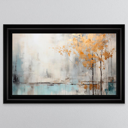Golden Blossoms Abstract Framed Wall Art