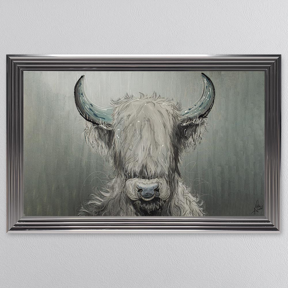 Sterling Silver Cow Framed Wall Art