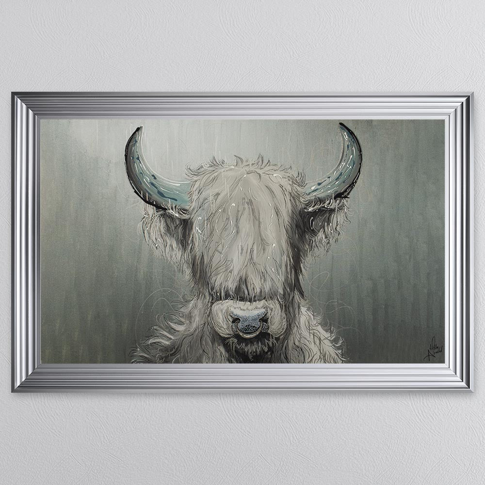 Sterling Silver Cow Framed Wall Art