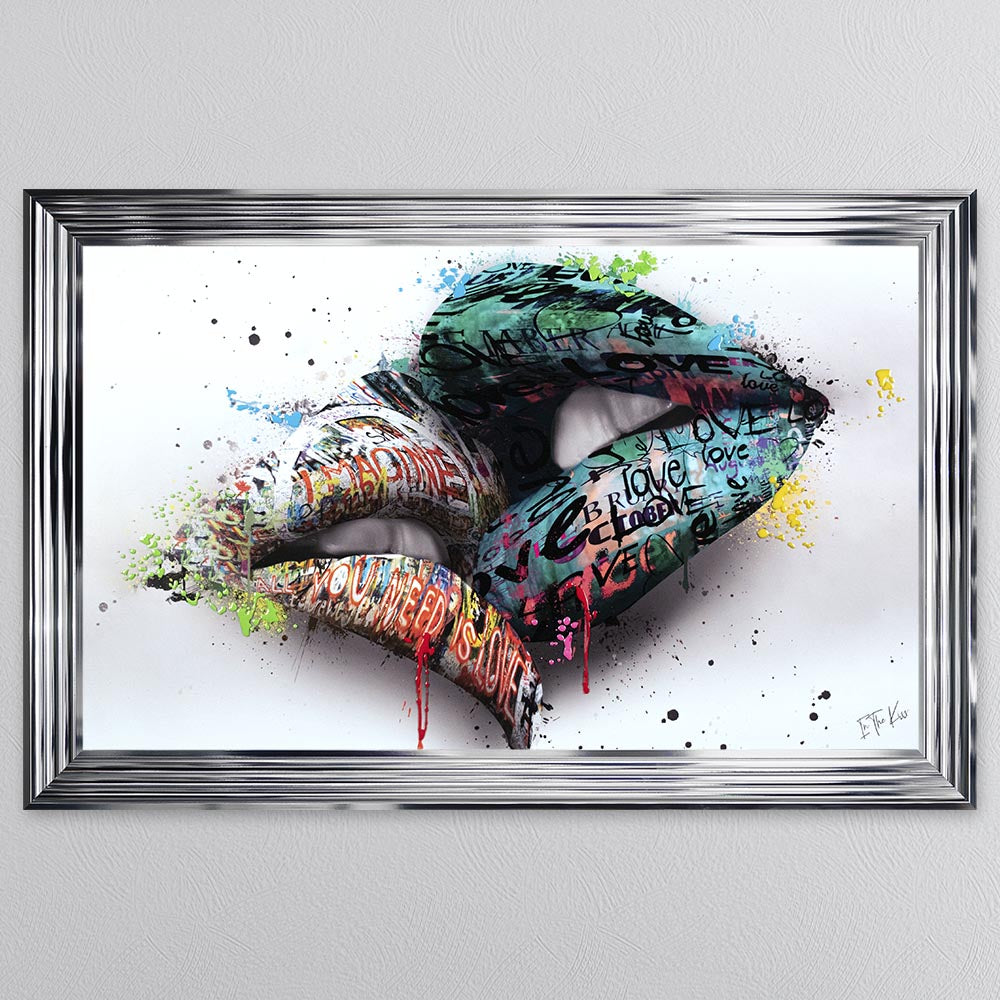 In The Kiss Blue Lips Framed Wall Art
