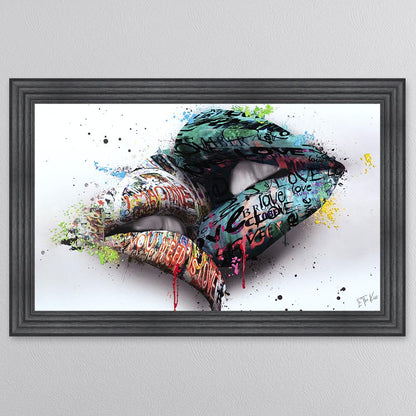 In The Kiss Blue Lips Framed Wall Art