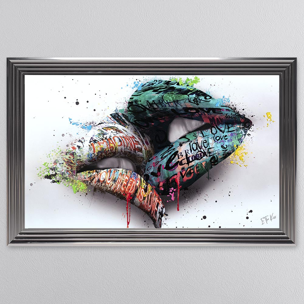 In The Kiss Blue Lips Framed Wall Art