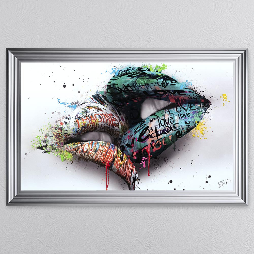 In The Kiss Blue Lips Framed Wall Art