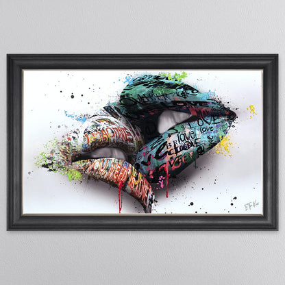 In The Kiss Blue Lips Framed Wall Art