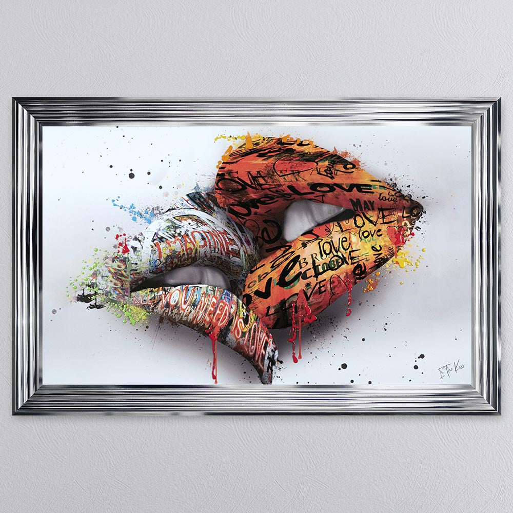 In The Kiss Orange Lips Framed Wall Art