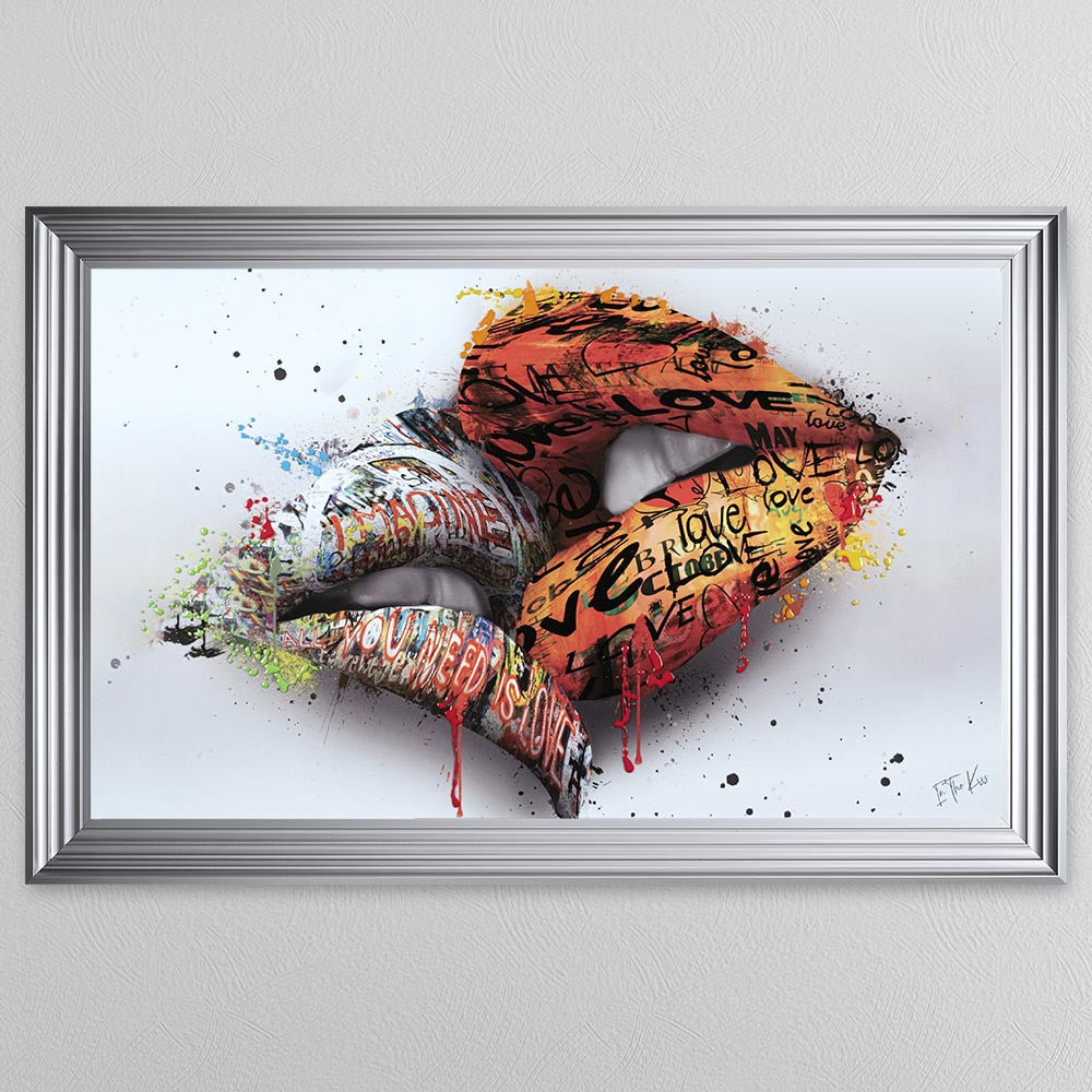 In The Kiss Orange Lips Framed Wall Art