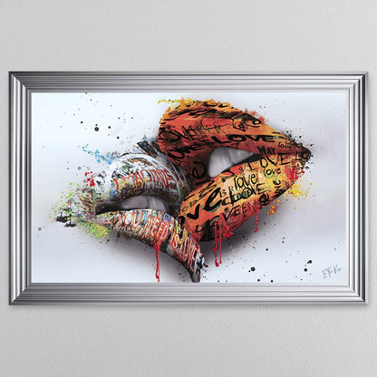 In The Kiss Orange Lips Framed Wall Art
