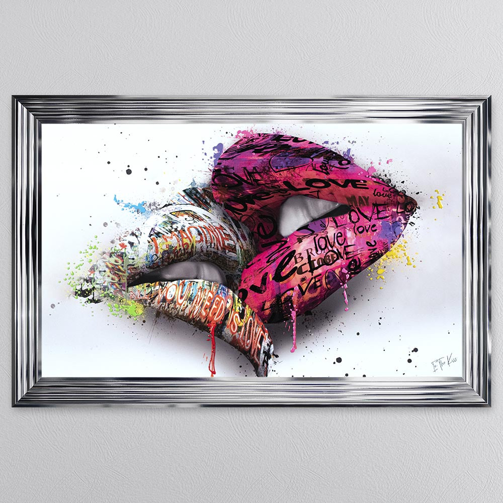 In The Kiss Pink Lips Framed Wall Art