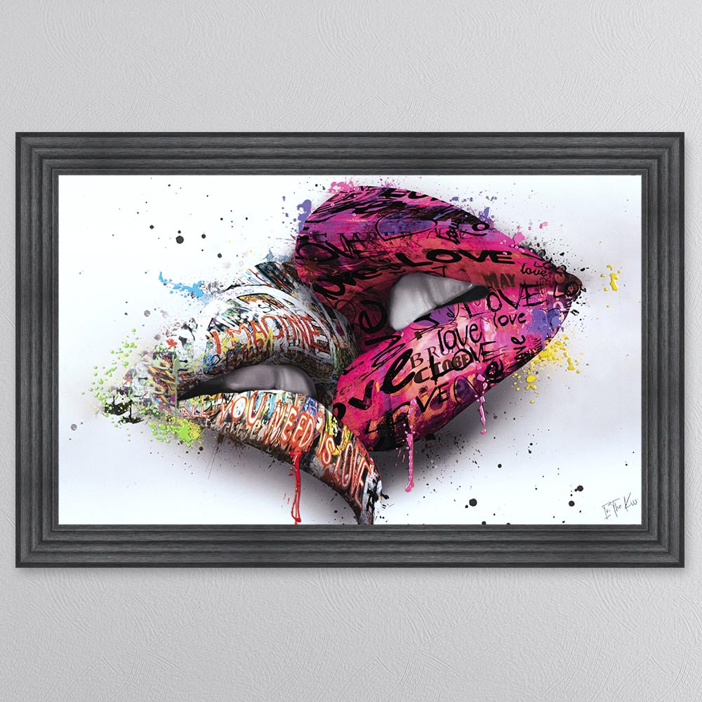 In The Kiss Pink Lips Framed Wall Art