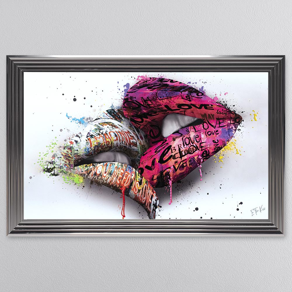 In The Kiss Pink Lips Framed Wall Art