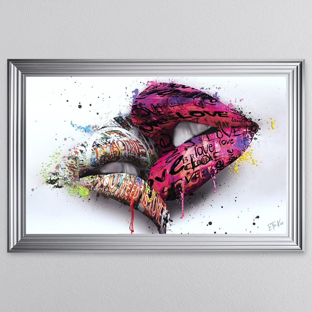 In The Kiss Pink Lips Framed Wall Art