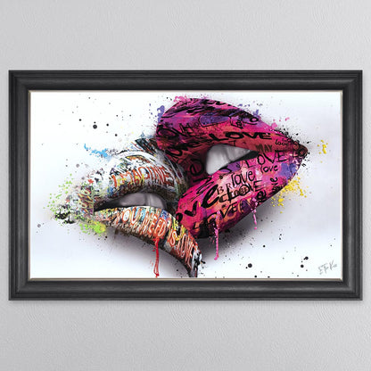 In The Kiss Pink Lips Framed Wall Art