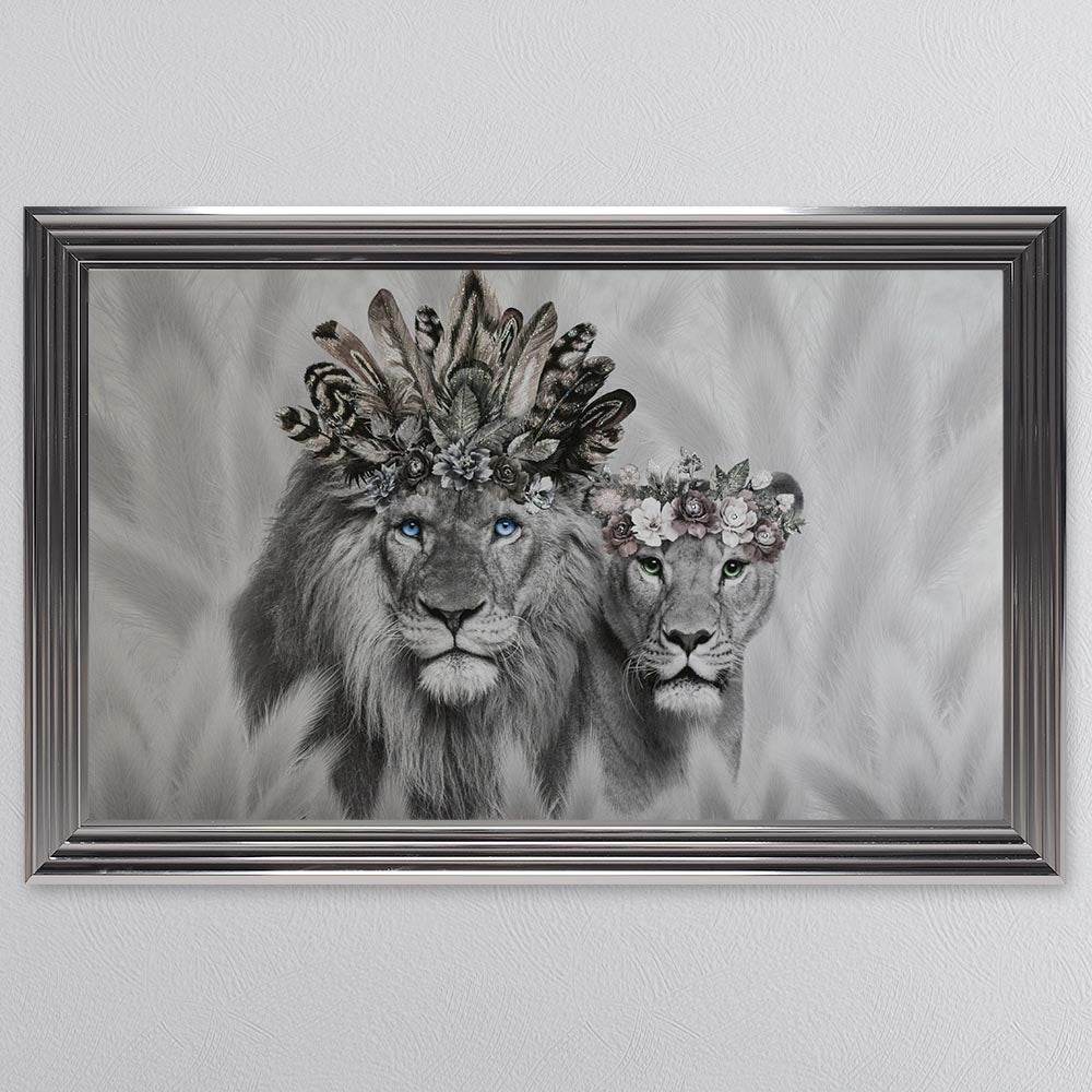Lion King And Queen Of The Family Framed Wall Art