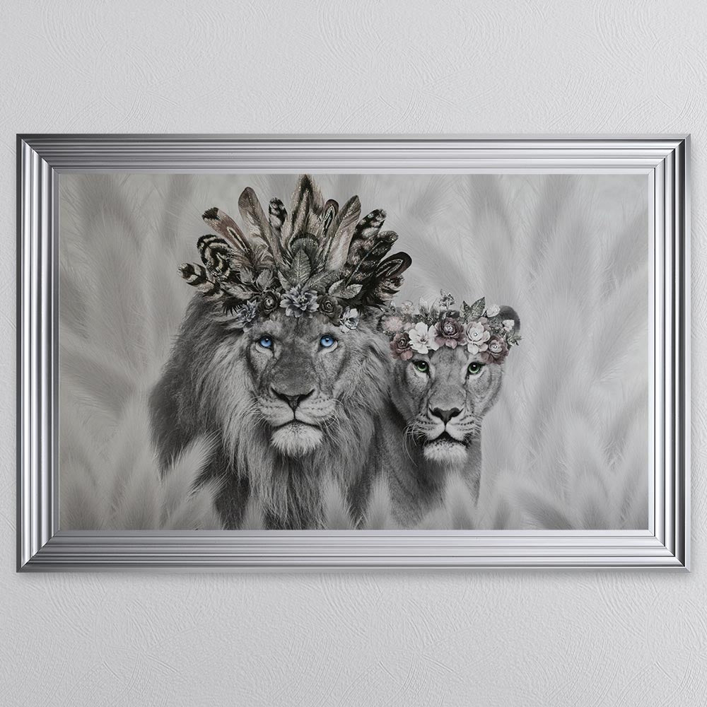 Lion King And Queen Of The Family Framed Wall Art