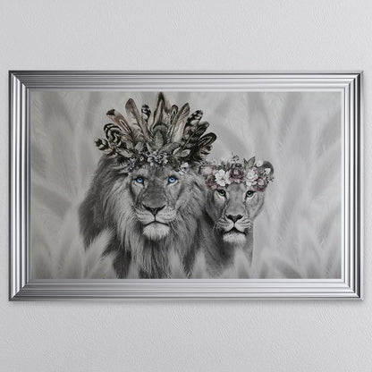 Lion King And Queen Of The Family Framed Wall Art