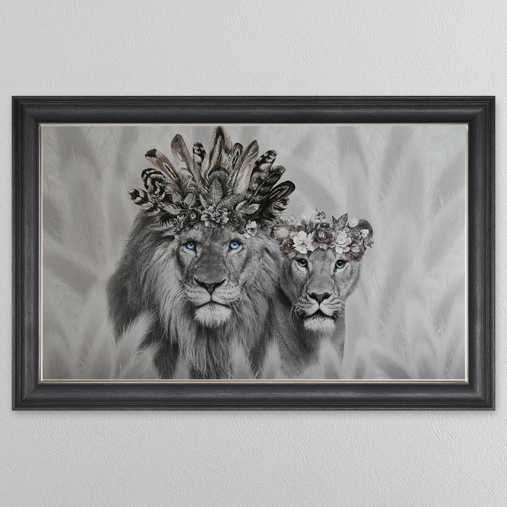 Lion King And Queen Of The Family Framed Wall Art