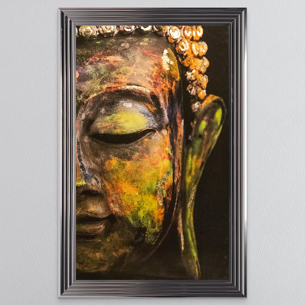 Buddha with Multi metallic foil Framed Wall Art