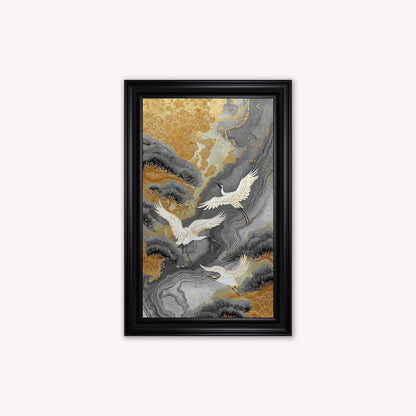 Neutral River Crane 1 Framed Wall Art
