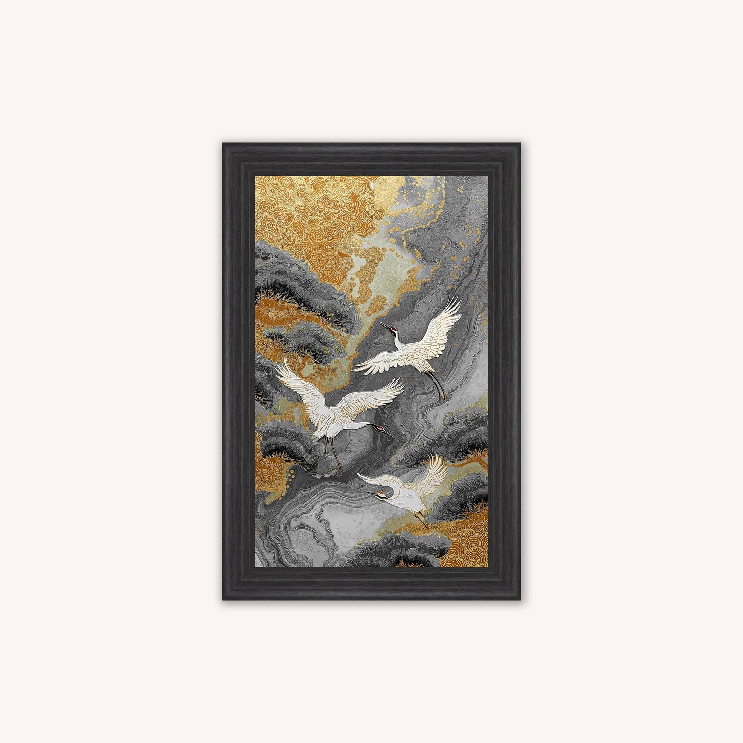 Neutral River Crane 1 Framed Wall Art