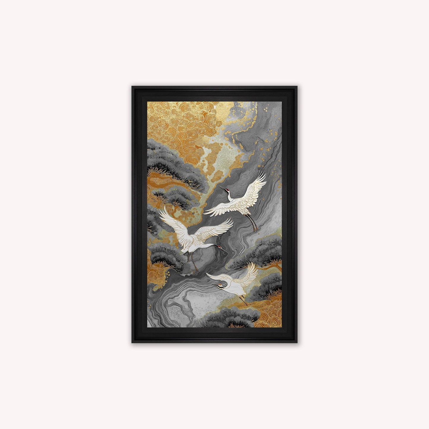 Neutral River Crane 1 Framed Wall Art