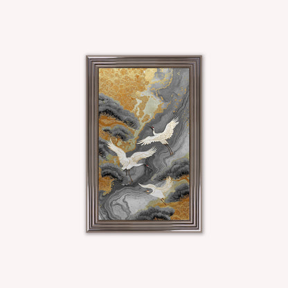 Neutral River Crane 1 Framed Wall Art