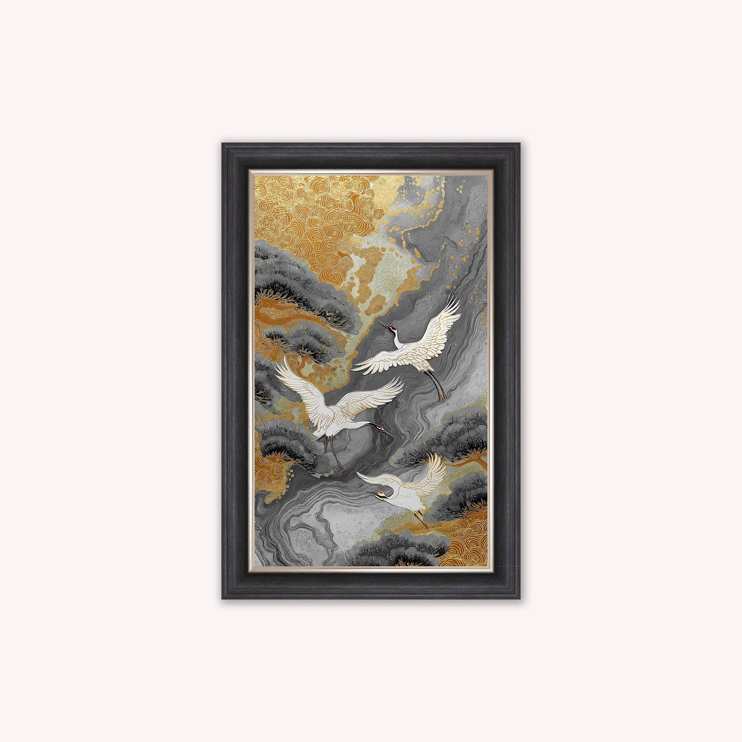 Neutral River Crane 1 Framed Wall Art