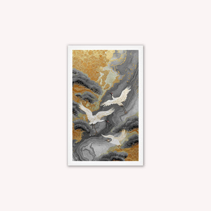 Neutral River Crane 1 Framed Wall Art