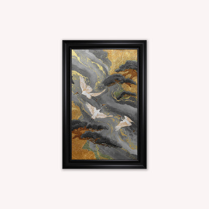Neutral River Crane 2 Framed Wall Art