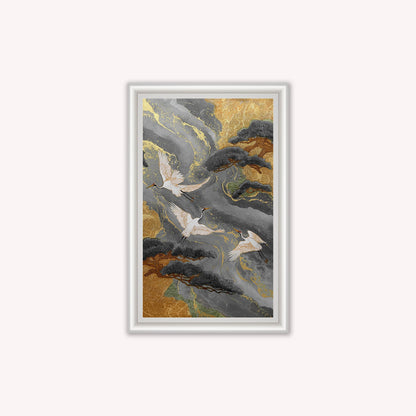 Neutral River Crane 2 Framed Wall Art