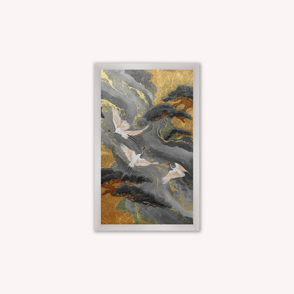 Neutral River Crane 2 Framed Wall Art