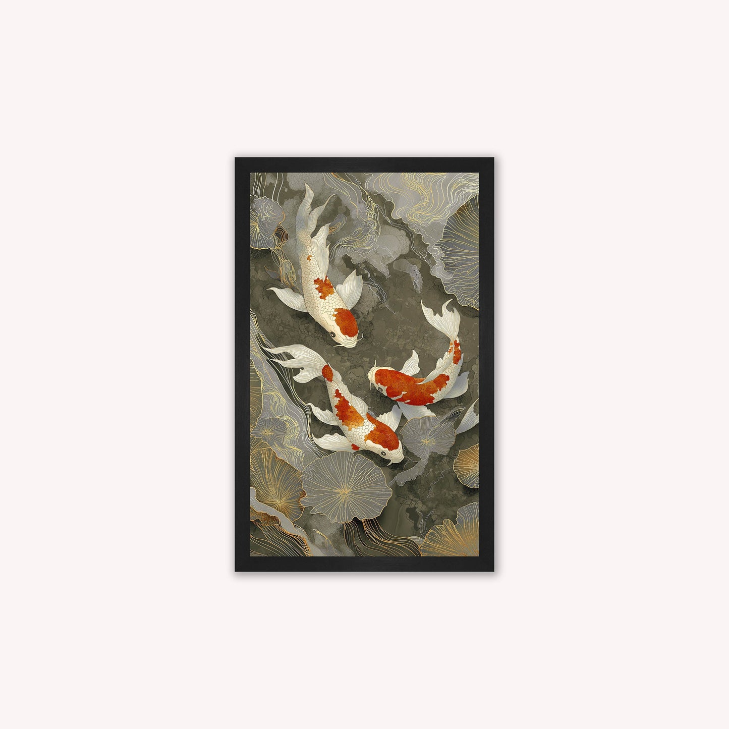 Neutral River Koi 1 Framed Wall Art