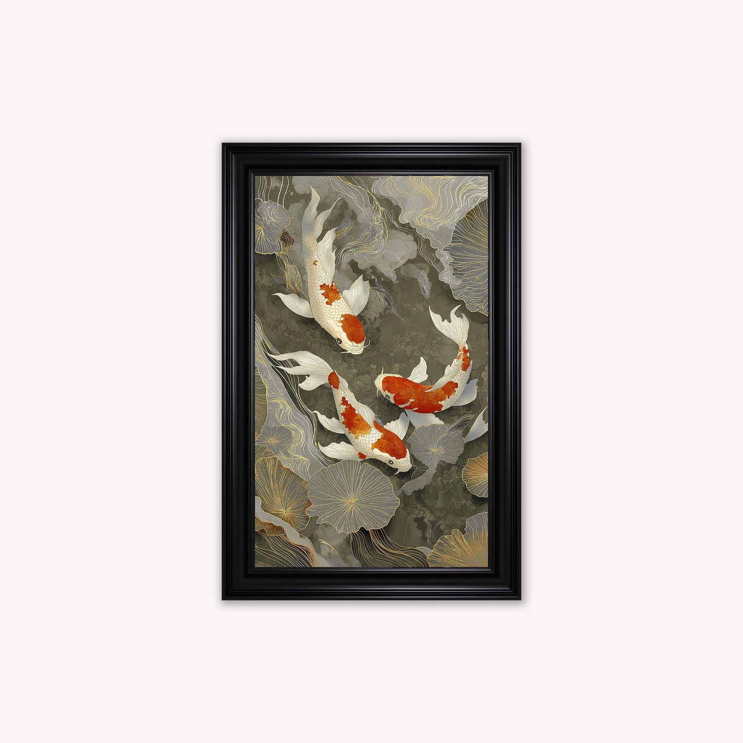 Neutral River Koi 1 Framed Wall Art