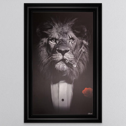 Black & White Lion Framed Wall Art