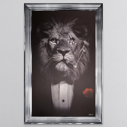 Black & White Lion Framed Wall Art