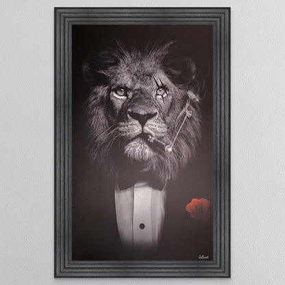 Black & White Lion Framed Wall Art