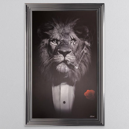 Black & White Lion Framed Wall Art