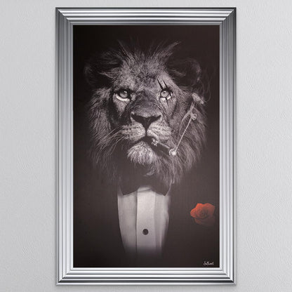 Black & White Lion Framed Wall Art