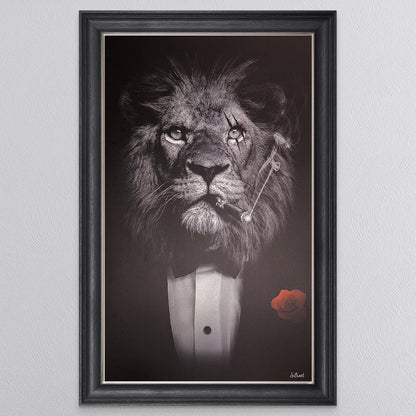 Black & White Lion Framed Wall Art