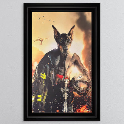 Firefighter Dog Framed Wall Art