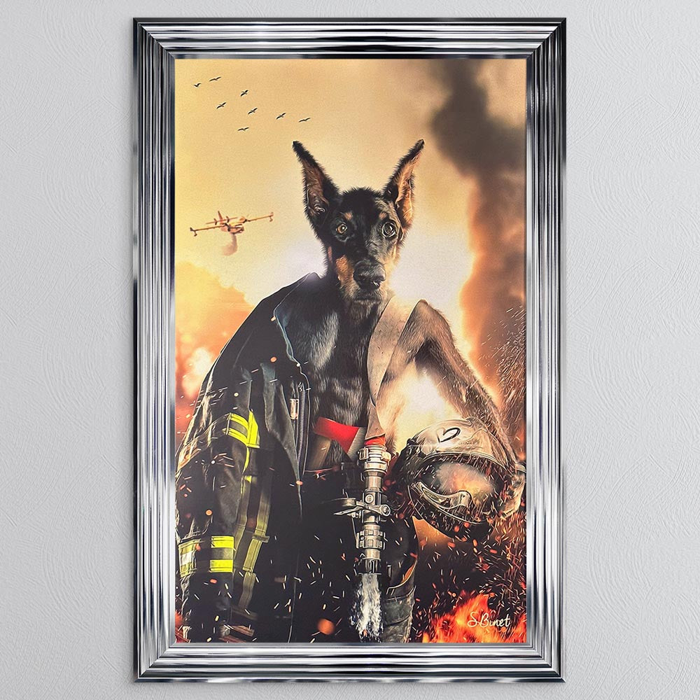 Firefighter Dog Framed Wall Art