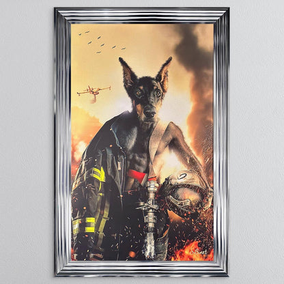 Firefighter Dog Framed Wall Art