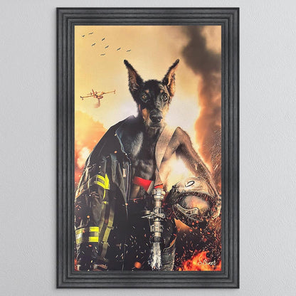 Firefighter Dog Framed Wall Art