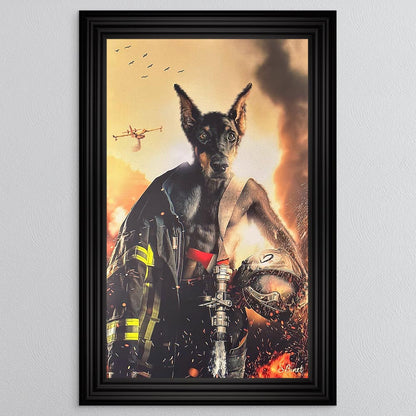 Firefighter Dog Framed Wall Art